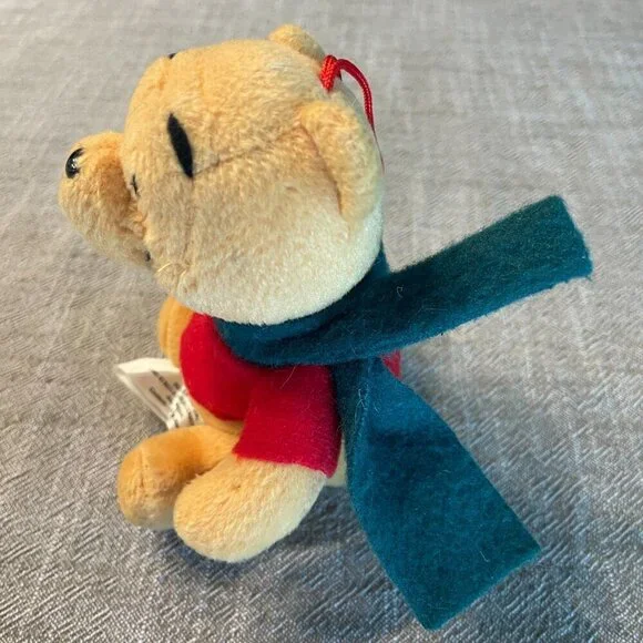 Disney Stuffed Pooh wearing scarf Plush Dangle Ornament stuffed bear 4" x 3"! - Picture 2 of 5